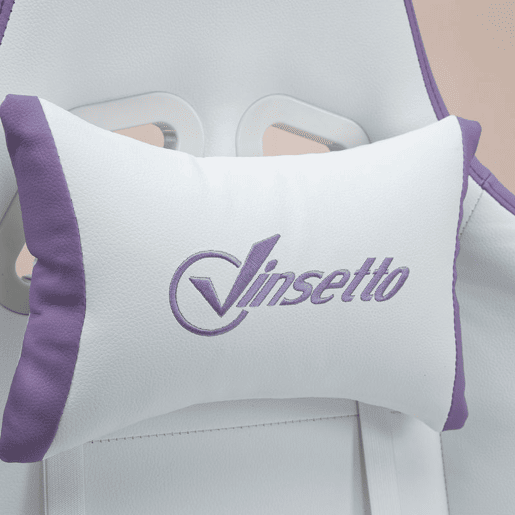 Vinsetto Cadeira Gaming Cadeira Gamer Racing de Couro PU com Altura Ajustável Reclinável 135° Apoio para a Cabeça e Apoio para os Pés Retrátil para Escritório Estúdio 65x65x121-129 cm Branco e Roxo