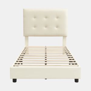 Cama infantil estofada 90x200 cm - cabeceira acolchoada em forma de biscoito - bege