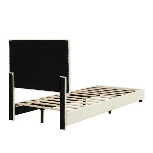 Cama infantil estofada 90x200 cm - cabeceira acolchoada em forma de biscoito - bege