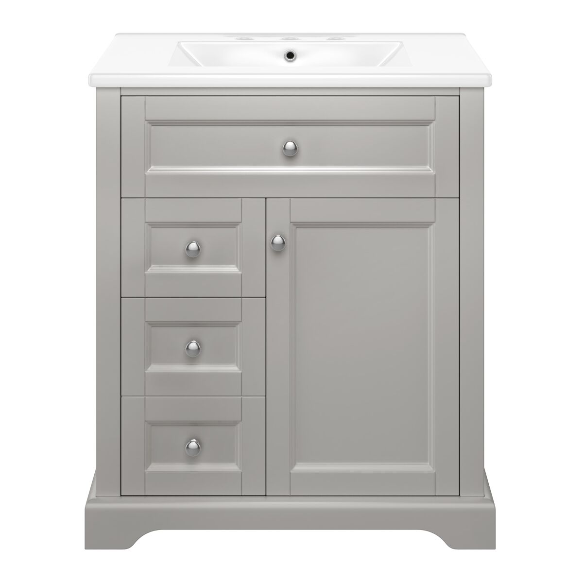 Mueble de baño 76x46x87 cm - lavabo, soft-close, estantes ajustables, gris