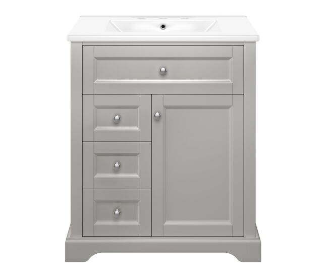 Mueble de baño 76x46x87 cm - lavabo, soft-close, estantes ajustables, gris