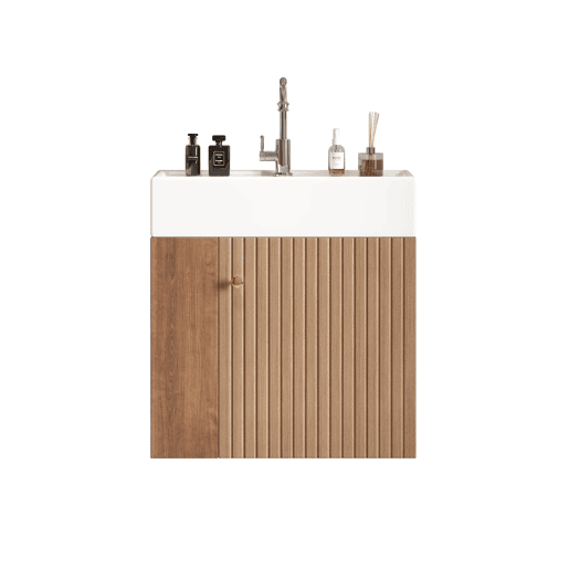 Móvel de casa de banho 55 cm - Lavatório com móvel suspenso, pequeno para casa de banho de hóspedes - Castanho Móvel de casa de banho 55 cm - Lavatório com móvel suspenso, pequeno para casa de banho de hóspedes - Castanho