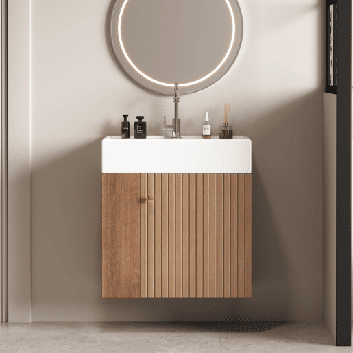Móvel de casa de banho 55 cm - Lavatório com móvel suspenso, pequeno para casa de banho de hóspedes - Castanho Móvel de casa de banho 55 cm - Lavatório com móvel suspenso, pequeno para casa de banho de hóspedes - Castanho
