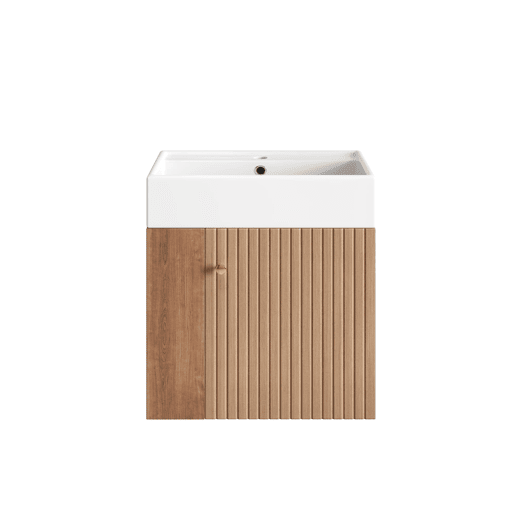 Móvel de casa de banho 55 cm - Lavatório com móvel suspenso, pequeno para casa de banho de hóspedes - Castanho Móvel de casa de banho 55 cm - Lavatório com móvel suspenso, pequeno para casa de banho de hóspedes - Castanho