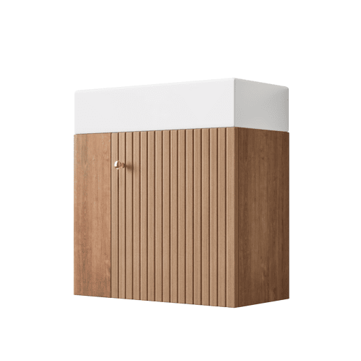 Móvel de casa de banho 55 cm - Lavatório com móvel suspenso, pequeno para casa de banho de hóspedes - Castanho Móvel de casa de banho 55 cm - Lavatório com móvel suspenso, pequeno para casa de banho de hóspedes - Castanho