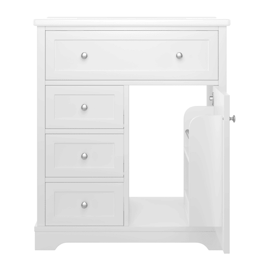 Móvel de casa de banho 76x46x87 cm - Com lavatório, acabamento resistente à humidade, sistema de fecho suave, branco