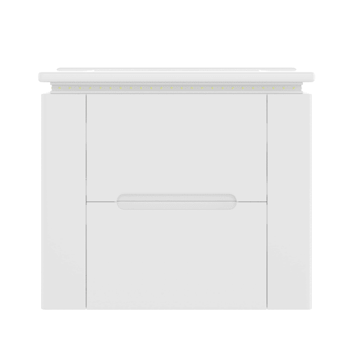 Armário de casa de banho suspenso 61x46x48,5 cm - com iluminação LED, 2 gavetas, lavatório integrado - branco Armário de casa de banho suspenso 61x46x48,5 cm - com iluminação LED, 2 gavetas, lavatório integrado - branco