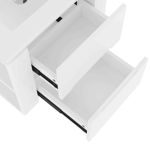 Armário de casa de banho suspenso 61x46x48,5 cm - com iluminação LED, 2 gavetas, lavatório integrado - branco Armário de casa de banho suspenso 61x46x48,5 cm - com iluminação LED, 2 gavetas, lavatório integrado - branco