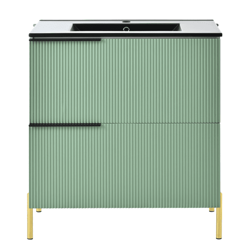 Móvel de casa de banho com 1 lavatório - com gavetas, MDF, organizador, cerâmica - Verde