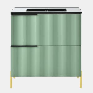 Móvel de casa de banho com 1 lavatório - com gavetas, MDF, organizador, cerâmica - Verde