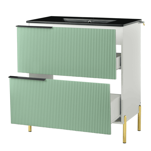 Móvel de casa de banho com 1 lavatório - com gavetas, MDF, organizador, cerâmica - Verde