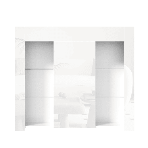Aparador moderno branco 95x35x83 cm - Confrontamento brilhante, prateleiras de vidro e porta - Branco