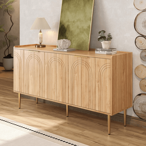 Aparador 140x38x75 cm - moderno e simples com arrumação - natural Aparador 140x38x75 cm - moderno e simples com arrumação - natural