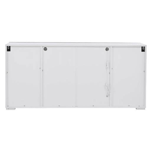 Aparador de sala 140x40x65 cm - 3 armários, 4 portas, design moderno com LED - Branco Aparador de sala 140x40x65 cm - 3 armários, 4 portas, design moderno com LED - Branco