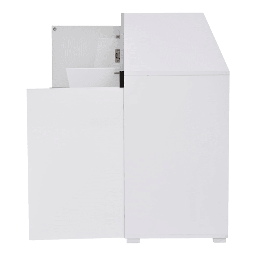 Aparador de sala 140x40x65 cm - 3 armários, 4 portas, design moderno com LED - Branco Aparador de sala 140x40x65 cm - 3 armários, 4 portas, design moderno com LED - Branco