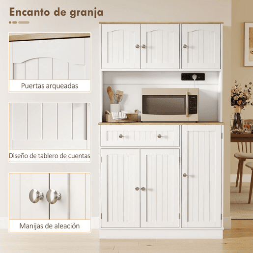 HOMCOM Armário de Cozinha Alto com Estação de Carregamento Móvel Auxiliar de Cozinha 6 Portas 1 Gaveta Prateleiras Ajustáveis 4 Prateleiras para Especiarias Bancada Ampla para Sala de Jantar 100x40x173 cm Branco HOMCOM Armário de Cozinha Alto com Estação de Carregamento Móvel Auxiliar de Cozinha 6 Portas 1 Gaveta Prateleiras Ajustáveis 4 Prateleiras para Especiarias Bancada Ampla para Sala de Jantar 100x40x173 cm Branco