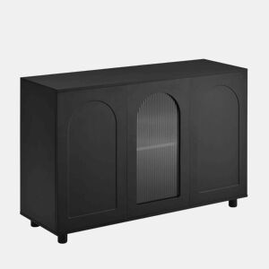 Aparador U-forma - Design Rebounder com porta de vidro - Preto