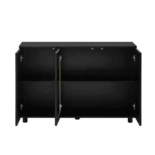 Aparador U-forma - Design Rebounder com porta de vidro - Preto