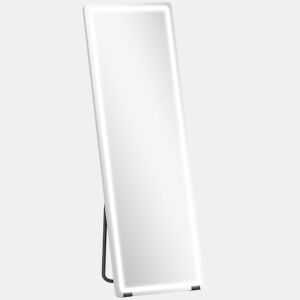 HOMCOM Espelho de Corpo Inteiro com Luzes 150x50 cm, Sem Moldura 3 Temperaturas de Cor Brilho Ajustável Independente de Pé ou Parede para Quarto Transparente
