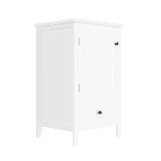 Armário de casa de banho com pés 51x46x85 cm - Com lavatório, prateleira ajustável, gaveta silenciosa - Branco