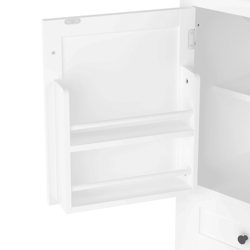 Armário de casa de banho com pés 51x46x85 cm - Com lavatório, prateleira ajustável, gaveta silenciosa - Branco
