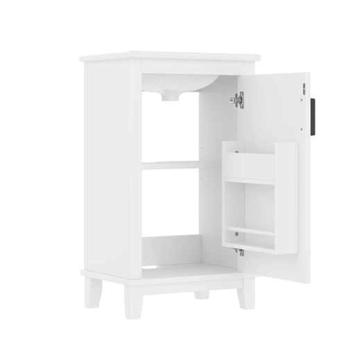 Móvel de casa de banho 51x34x83 cm - Com lavatório cerâmico integrado, prateleiras ajustáveis, cor branca