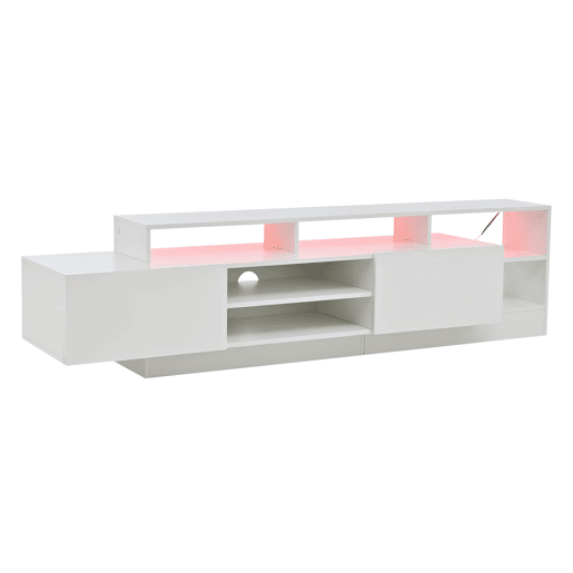 Móvel de TV 190x40x48,5 cm - Lowboard moderno com LED e design de alto brilho para TVs até 70 - Branco Móvel de TV 190x40x48,5 cm - Lowboard moderno com LED e design de alto brilho para TVs até 70 - Branco