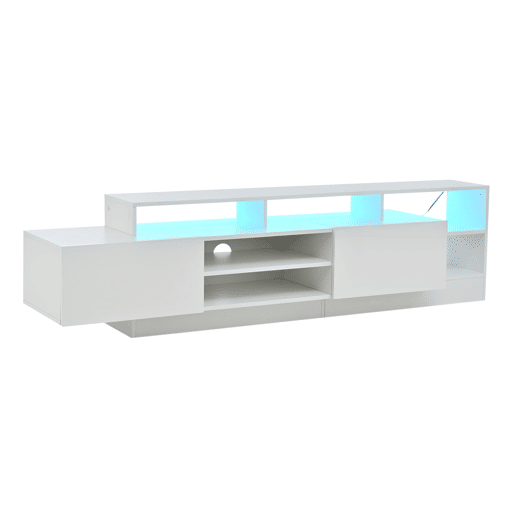 Móvel de TV 190x40x48,5 cm - Lowboard moderno com LED e design de alto brilho para TVs até 70 - Branco Móvel de TV 190x40x48,5 cm - Lowboard moderno com LED e design de alto brilho para TVs até 70 - Branco
