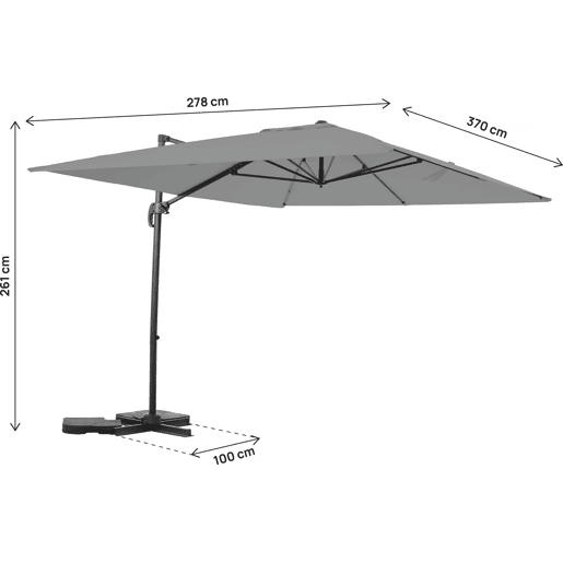 Guarda-sol de jardim cantilever Sky 4 em alumínio - 3 x 4 m - Cinza