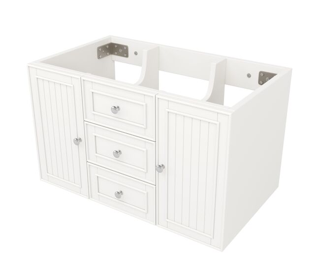 Mueble de baño colgante 78.5x46x46.8 cm - 3 cajones, mucho almacenamiento - blanco