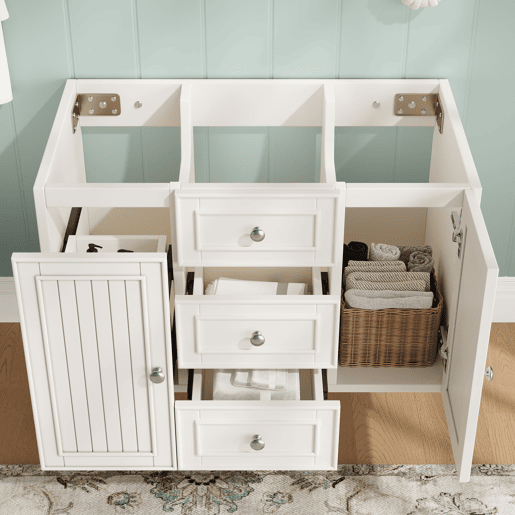 Móvel de casa de banho suspenso 78,5 x 46 x 46,8 cm - 3 gavetas, muito espaço de arrumação - Branco Móvel de casa de banho suspenso 78,5 x 46 x 46,8 cm - 3 gavetas, muito espaço de arrumação - Branco