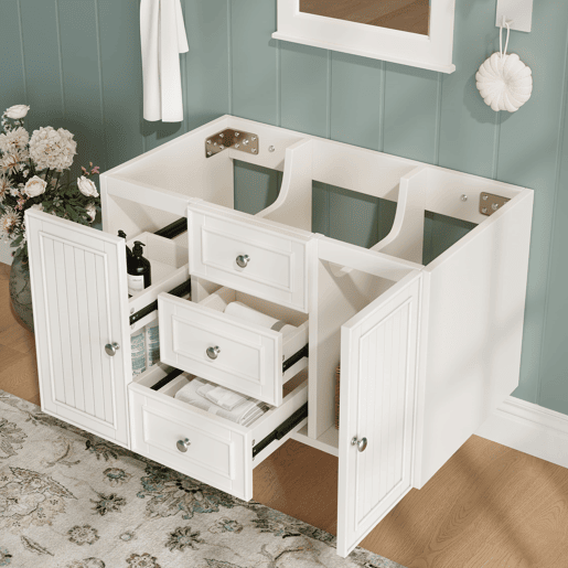 Móvel de casa de banho suspenso 78,5 x 46 x 46,8 cm - 3 gavetas, muito espaço de arrumação - Branco Móvel de casa de banho suspenso 78,5 x 46 x 46,8 cm - 3 gavetas, muito espaço de arrumação - Branco