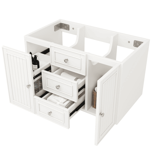 Móvel de casa de banho suspenso 78,5 x 46 x 46,8 cm - 3 gavetas, muito espaço de arrumação - Branco Móvel de casa de banho suspenso 78,5 x 46 x 46,8 cm - 3 gavetas, muito espaço de arrumação - Branco