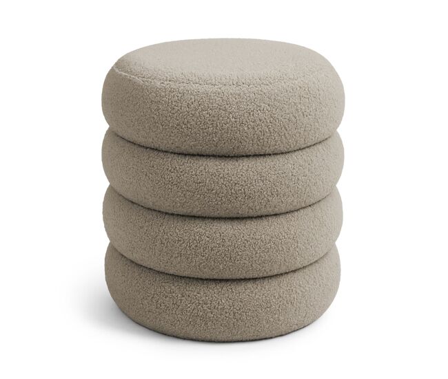 Pouf contenedor cilíndrico en tejido teddy 42 cm snuggo moka