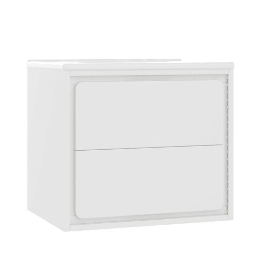 Móvel de casa de banho suspenso 60x46x50 cm - LED, sensor de radar, duas gavetas, branco