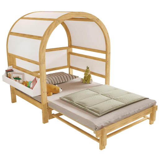 Cama infantil 140x200 - extensÃvel com cama extra e teto arqueado - branconatural Cama infantil 140x200 - extensÃvel com cama extra e teto arqueado - branconatural