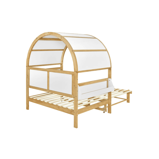 Cama infantil 140x200 - extensÃvel com cama extra e teto arqueado - branconatural Cama infantil 140x200 - extensÃvel com cama extra e teto arqueado - branconatural