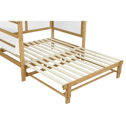 Cama infantil 140x200 - extensÃvel com cama extra e teto arqueado - branconatural Cama infantil 140x200 - extensÃvel com cama extra e teto arqueado - branconatural