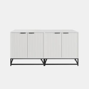 Aparador 160x40x80 cm - 2 portas, metal, pernas com estrutura - Branco