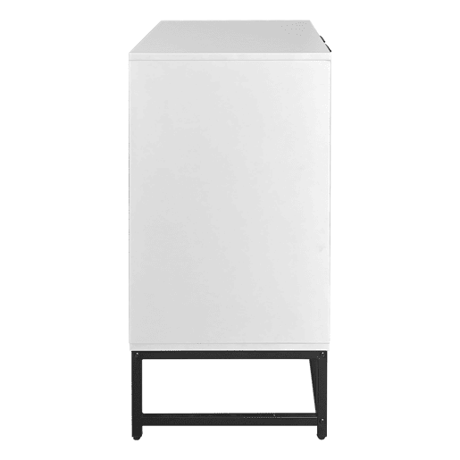 Aparador 160x40x80 cm - 2 portas, metal, pernas com estrutura - Branco