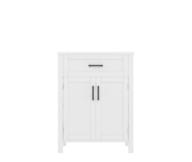 Armario baño 60x46x84,8 cm - doble puerta, estantes ajustables, lavabo cerámico - blanco