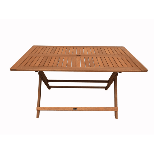 Mesa dobrável de madeira exótica Hong Kong - Bordo - 135 x 80 cm - Castanho claro -