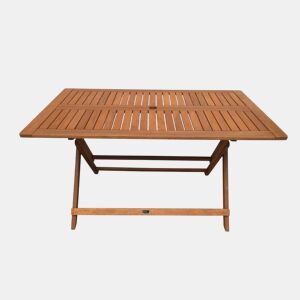 Mesa dobrável de madeira exótica Hong Kong - Bordo - 135 x 80 cm - Castanho claro -