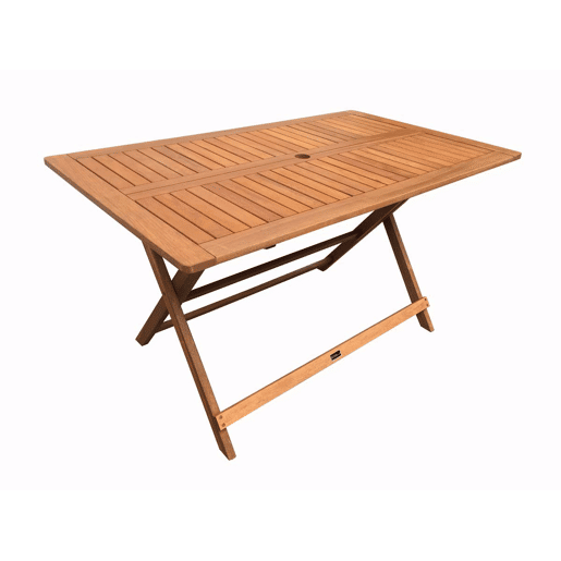 Mesa dobrável de madeira exótica Hong Kong - Bordo - 135 x 80 cm - Castanho claro -