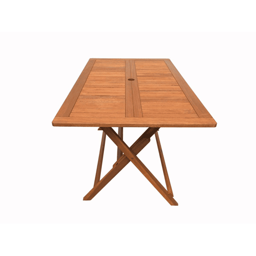 Mesa dobrável de madeira exótica Hong Kong - Bordo - 135 x 80 cm - Castanho claro -