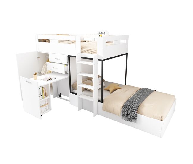 Litera infantil de mdf 90x200 cm,blanco