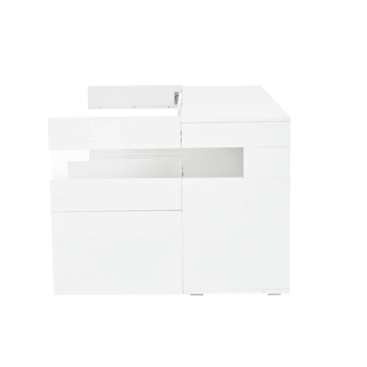 Aparador 140x40,5x66,5 cm - 3 portas, com LED, 7 prateleiras, branco