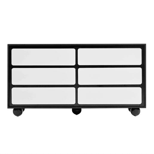 Cômoda 140x38x74,5 cm - Com seis gavetas, design moderno - Branco e preto