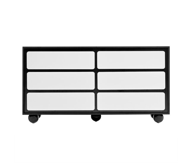 Cómoda 140x38x74,5 cm - con seis cajones, diseño moderno - blanco y negro