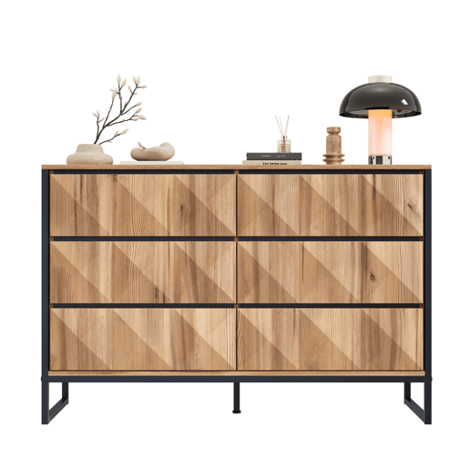 Aparador e cómoda 120x40x85 cm - Combinação de preto e madeira natural, portas elevadas - Preto, Natural Aparador e cómoda 120x40x85 cm - Combinação de preto e madeira natural, portas elevadas - Preto, Natural